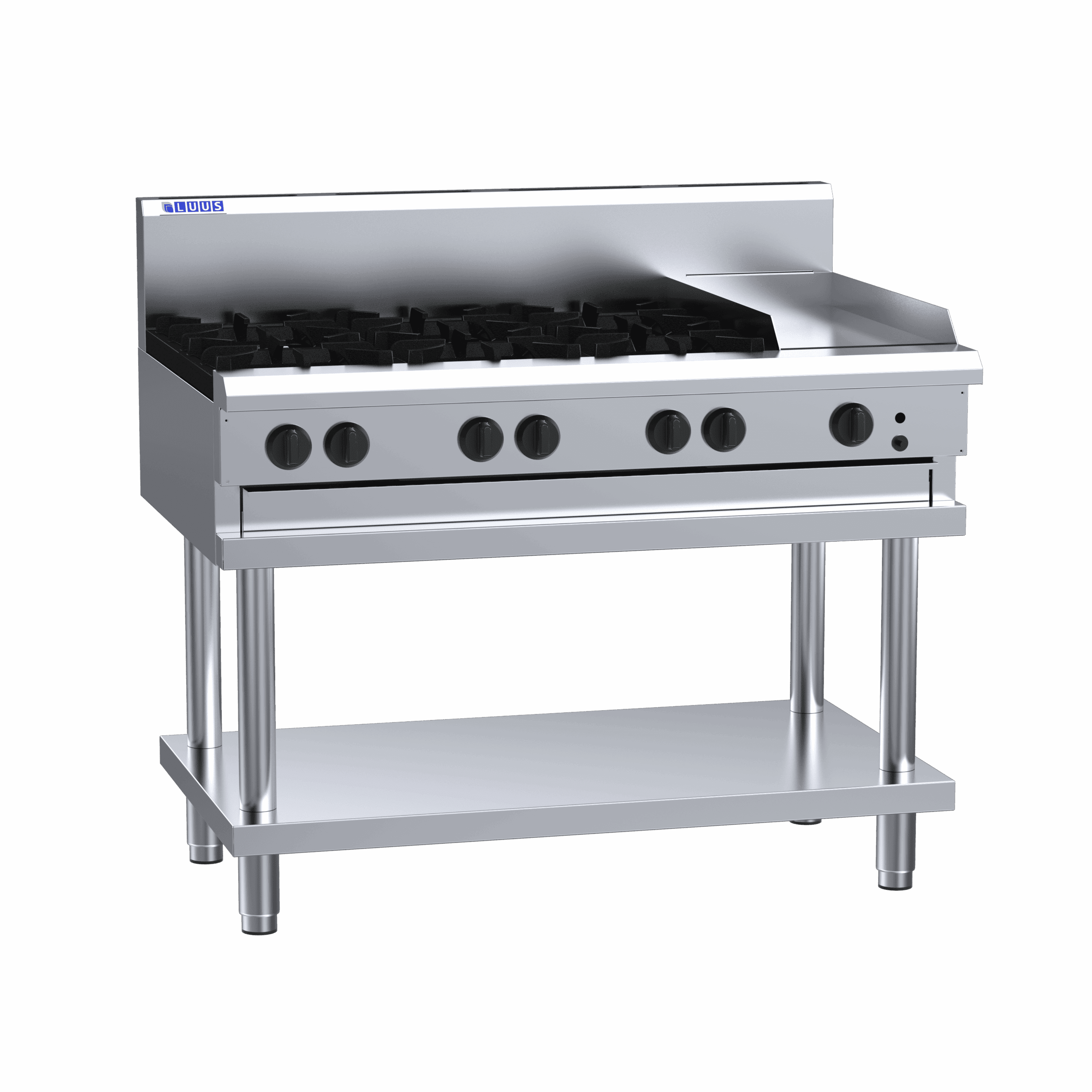 Luus 1200mm Cooktops 6 Burners & 300mm Plate & Shelf