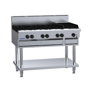 Luus 1200mm Cooktops 6 Burners & 300mm Chargrill & Shelf