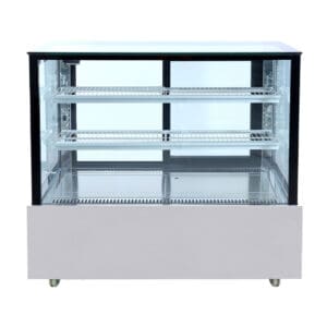 Black Trim Square Glass Cake Display 2 Shelves 1200x700x1100
