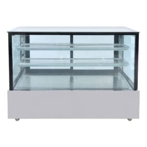 Black Trim Square Glass Cake Display 2 Shelves 1500x700x1100