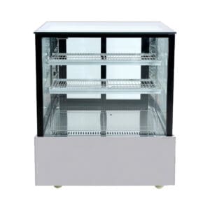 Black Trim Square Glass Cake Display 2 Shelves 900x700x1100