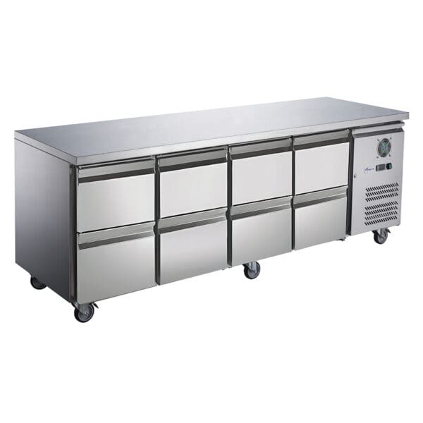 FED-X S/s Eight-door Bench Fridge With Drawers