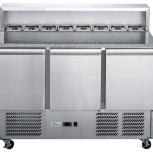 FED-X Three Door Salad Prep Fridge With Marble Top