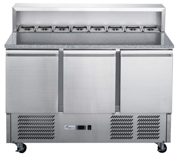 FED-X Three Door Salad Prep Fridge With Marble Top