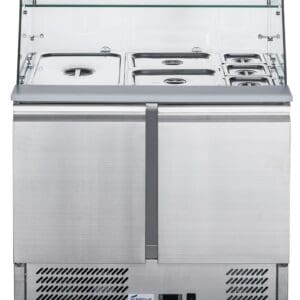 FED-X Two Door Salad Prep Fridge With Glass Top