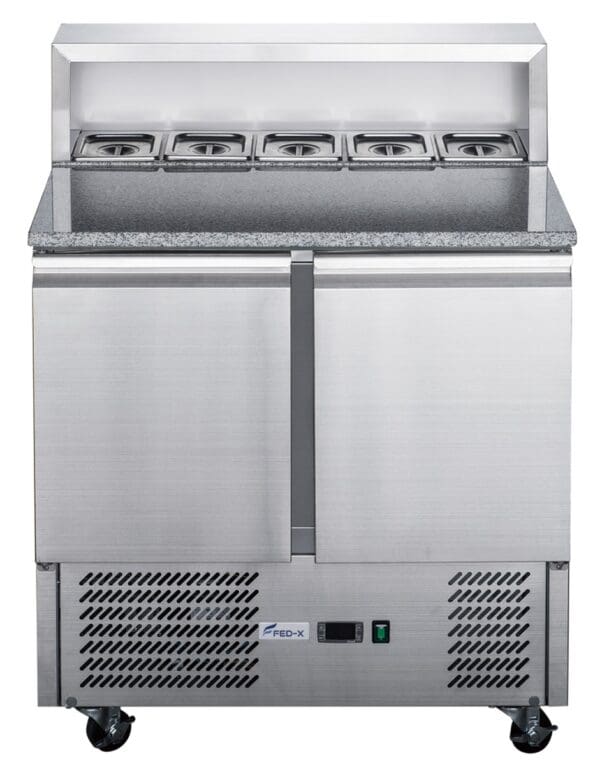 FED-X Two Door Salad Prep Fridge With Marble Top