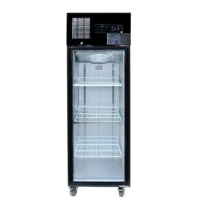 Single Glass Door Upright Freezer Black Stainless Steel