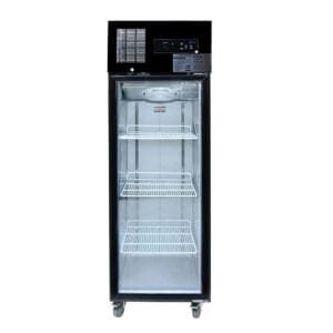 Single Glass Door Upright Fridge Black Stainless Steel