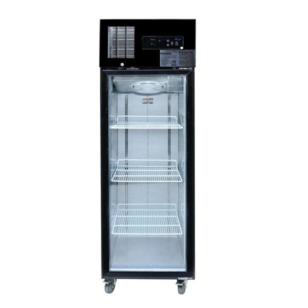 Single Glass Door Upright Fridge Black Stainless Steel