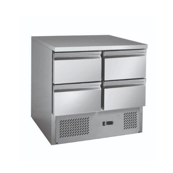 Stainless Steel 4 Drawers Compact Workbench Fridge