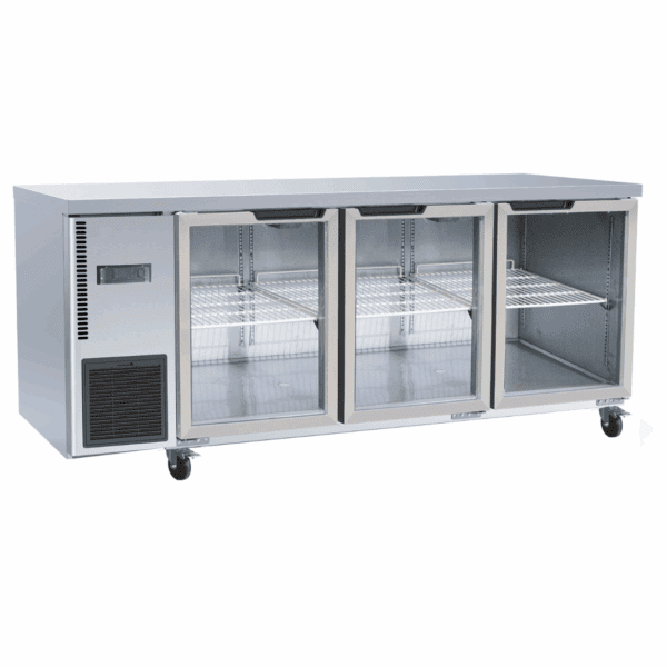 Stainless Steel Triple Glass Door Workbench Fridge