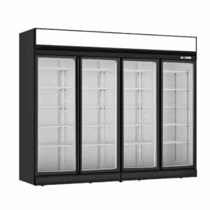 Thermaster Black Upright Four Glass Door Fridge