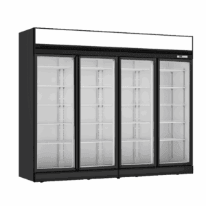 Thermaster Black Upright Four Glass Door Fridge