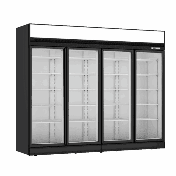 Thermaster Black Upright Four Glass Door Fridge