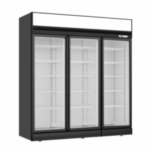 Thermaster Black Upright Three Glass Door Freezer