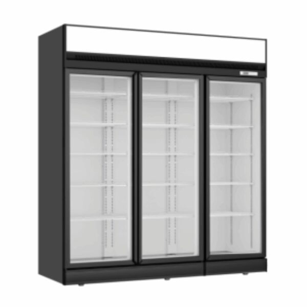 Thermaster Black Upright Three Glass Door Freezer