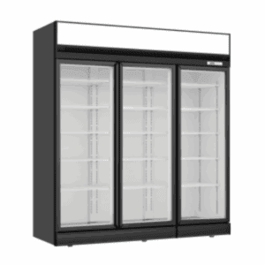 Thermaster Black Upright Three Glass Door Freezer