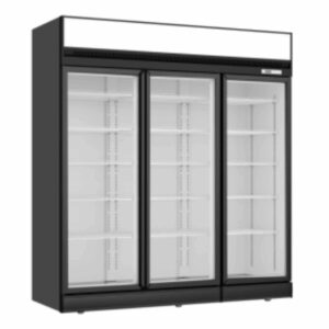 Thermaster Black Upright Three Glass Door Fridge