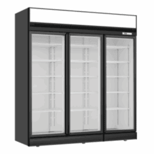 Thermaster Black Upright Three Glass Door Fridge