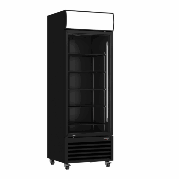 Thermaster Single Glass Door Black Colourbond Upright Drink Fridge