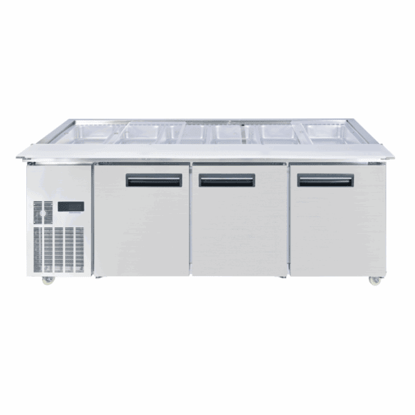Thermaster Three Door Cold Bench Salad Station 6x1/1 Gn Pans
