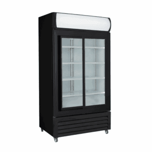 Thermaster Two Sliding Glass Door Colourbond Upright Drink Fridge Black