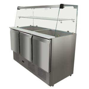 Three Door Compact Workbench Food Sevice Fridge