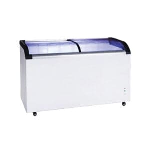 Two Glass Sliding Lids Chest Freezer With Castors