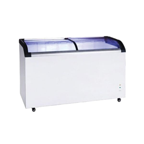 Two Glass Sliding Lids Chest Freezer With Castors
