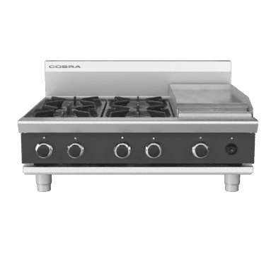 Cobra C9C-B 900mm Four Burner / Griddle Gas Cooktop - Bench Model