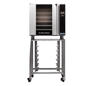 Turbofan E32T4/2 - 2 x E32T4 Full Size Tray Touch Screen Convection Ovens Double Stacked with adjustable base feet