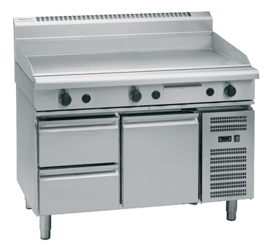 Waldorf 800 Series GPL8120G-RB - 1200mm Gas Griddle Low Back Version – Refrigerated Base