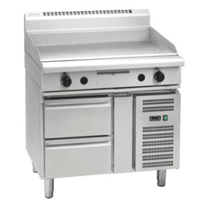 Waldorf 800 Series GPL8900G-RB - 900mm Gas Griddle Low Back Version – Refrigerated Base