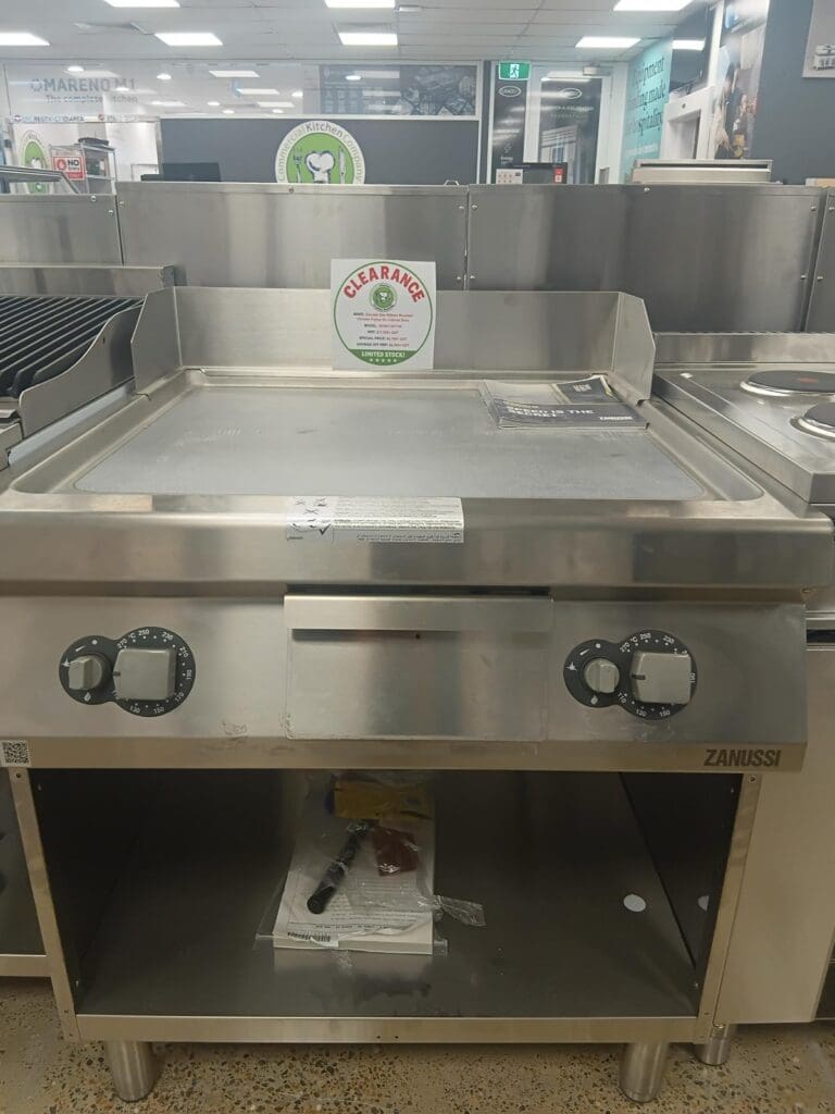 Zanussi Gas 800mm Brushed Chrome Frytop On Cabinet Base – 392401/391154